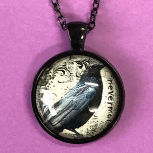 Poe's Nevermore Raven Black Pendant Necklace